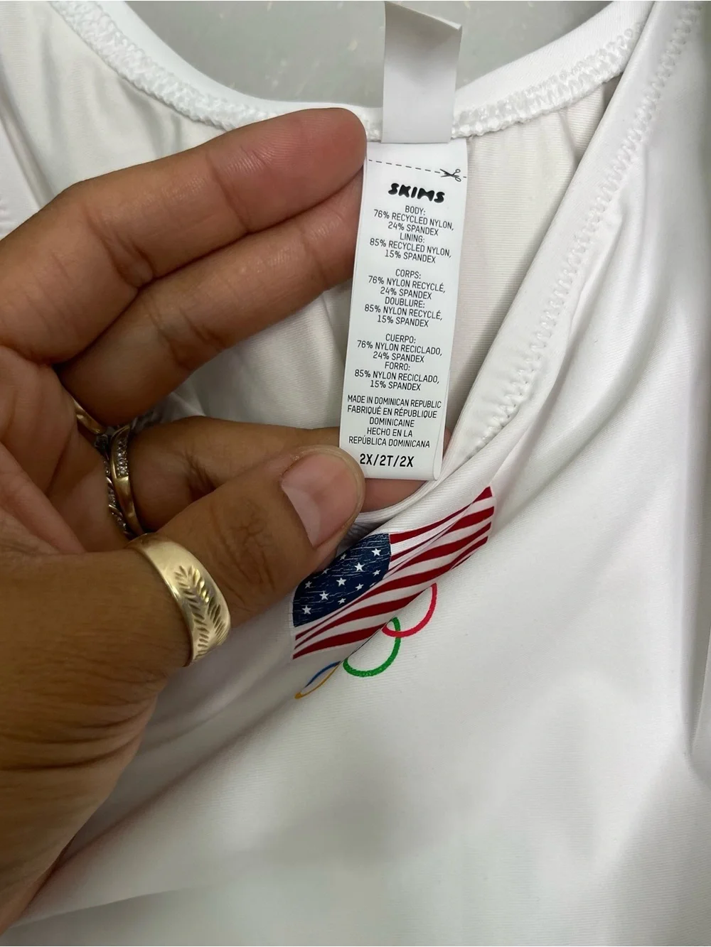 SKIMS Team USA Signature Swim Olympic Scoop Neck One Piece Swimsuit Sz 2X